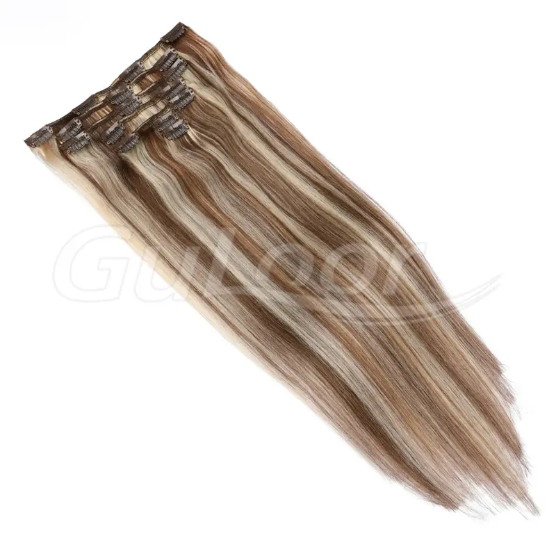 Clips Hair Wholesales 100% human Hair Extensions #4/613 Color